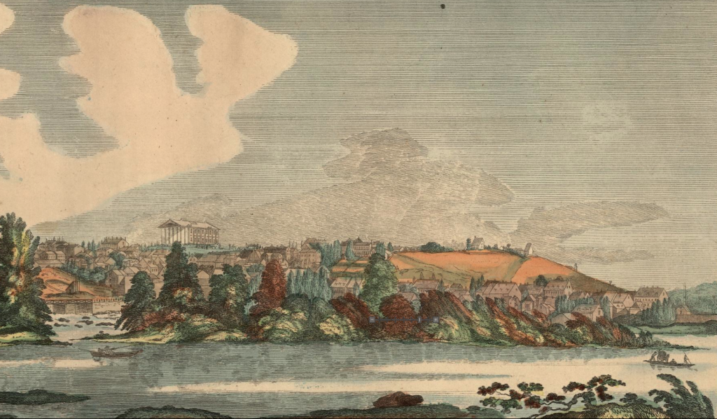 Richmond in 1805: Mayo's Bridge is to the far left.